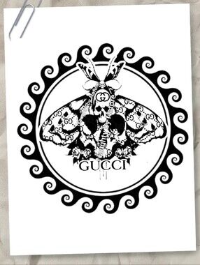 Butterfly Skull Luxury Black and White Moth Print Canvas Art Ready To Paint